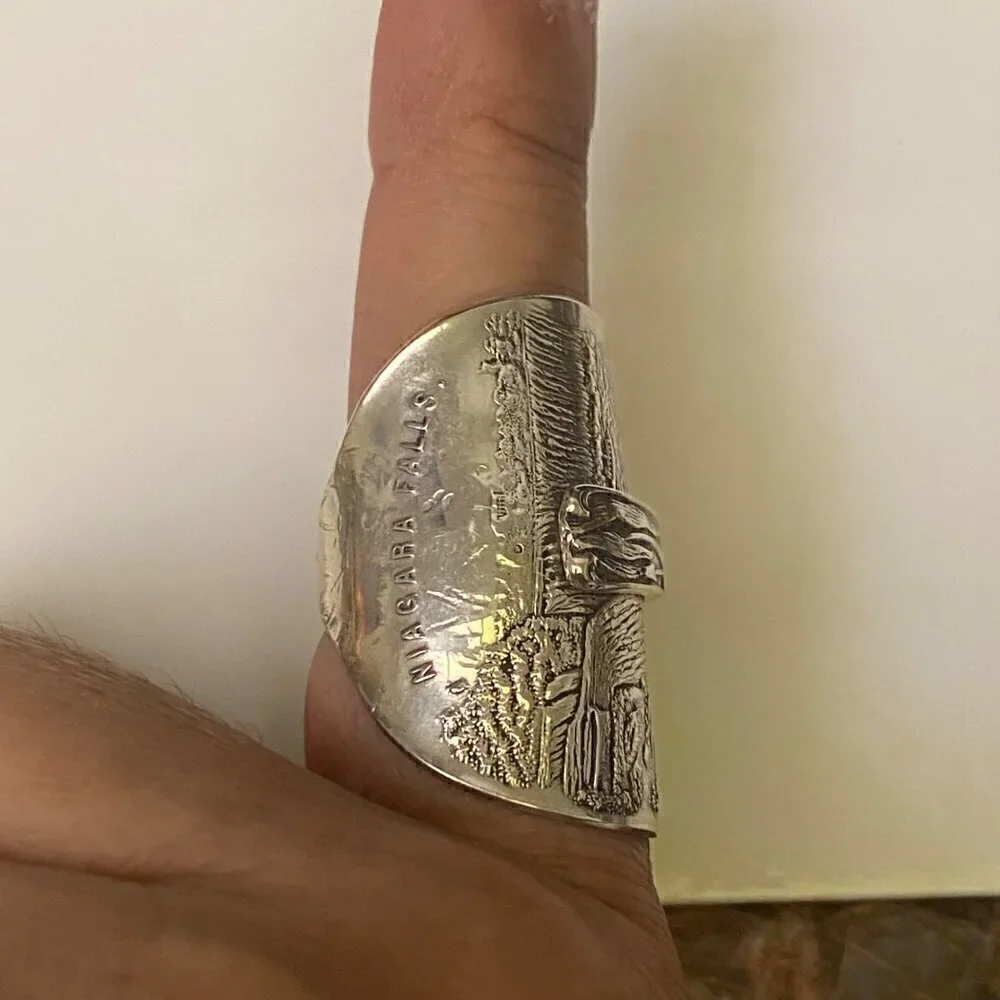 Niagara Falls Custom Made Statement Silver Ring Unisex